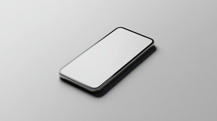 Wall Mural - Blank mockup template of a smartphone on a smooth light gray background, with soft reflections and minimalistic tones.