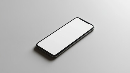 Wall Mural - Blank mockup template of a slim smartphone on a plain white background, with clean lines and soft lighting.