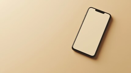 Wall Mural - Blank mockup template of a modern smartphone on a smooth cream background, with soft highlights and minimal shadows.