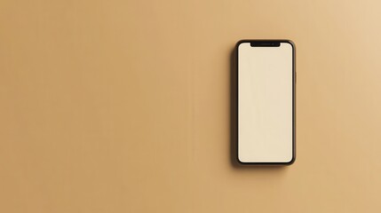 Wall Mural - Blank mockup template of a smartphone on a neutral beige background, with minimalist reflections and simple textures.