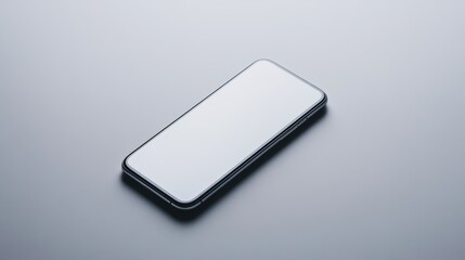 blank mockup template of a sleek smartphone on a soft gray background, with minimalist shadows and c