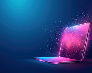 Wall Mural - vibrant digital laptop with sparkling effects