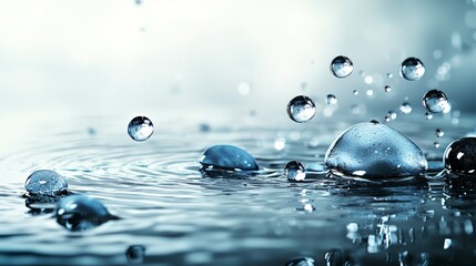 Aufkleber - Serene water droplets dance on calm surface nature photography minimalist close-up tranquility and reflection