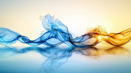 Aufkleber - Dynamic ocean wave abstracts curving forms digital art serene atmosphere aesthetic viewpoint fluid motion