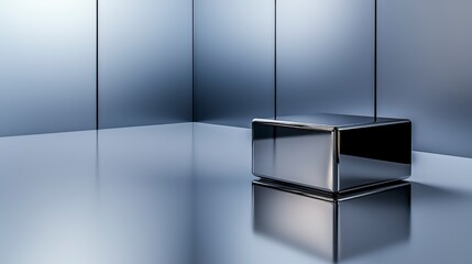 Aufkleber - Minimalist metallic surface reflecting soft light in a modern interior artistic viewpoint contemporary design concept
