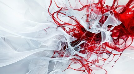 Poster - Dynamic abstract lines in white and red intersecting on a bright background graphic design contemporary top-down view