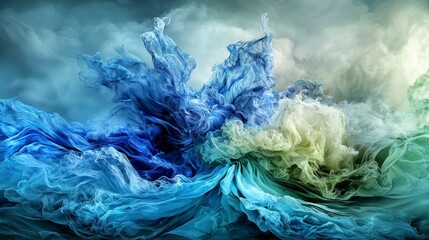 Poster - Abstract flowing waterfall representation nature scene digital art serene environment aesthetic viewpoint visual concept