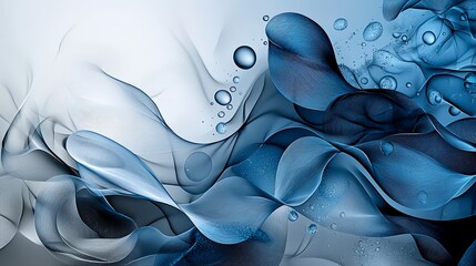 Aufkleber - Abstract representation of overlapping raindrops digital art modern blue tones fluid motion conceptual visualization