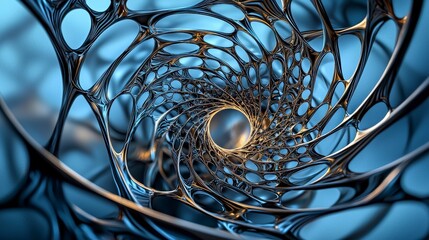 Poster - Expanding circular distortions of shadows digital space abstract art tech environment close-up visual illusion