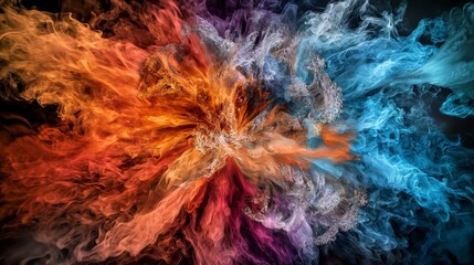 Poster - Vibrant flames of color spreading across the canvas abstract art showcase dynamic environment artistic colorplay