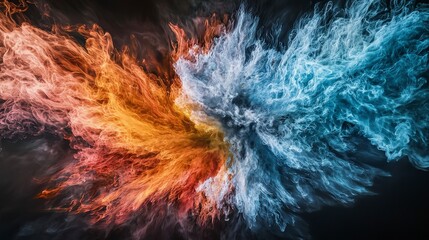 Poster - Vibrant colors shifting and spreading like fire abstract art digital artwork dark background close-up view dynamic design