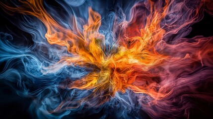 Aufkleber - Dynamic colors shifting and spreading like fire abstract art digital creation dark background vibrant imagery