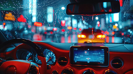 Poster - Rainy day, inside of a car, bad luck, vibrant colors