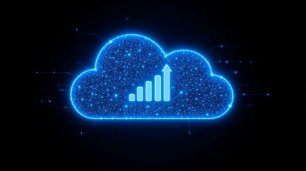 cloud with digital growth chart symbolizing saas innovation and scalability