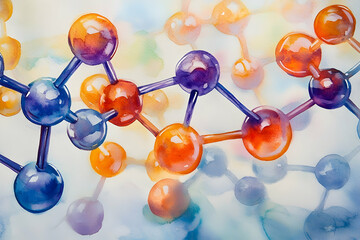 a watercolor rendering of molecular structures, highlighting the elegance of scientific exploration