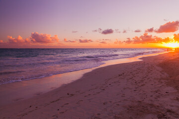 Wall Mural - Colorful sunrise over Atlantic ocean coast. Dominican republic, Bavaro