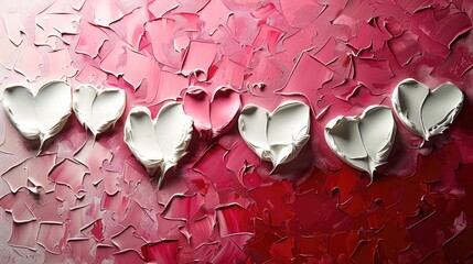 Poster - Textured painting for valentine's day pattern, hearts should be white, pink, red.