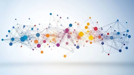 abstract network of connected colored spheres, illustrating a complex data structure or social netwo