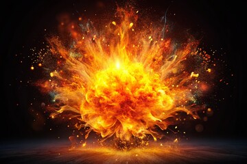 Wall Mural - Radiant Flame Explosion: Fiery Macro Photography PNG Cutout for Design