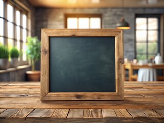 Wall Mural - Rustic Wooden Framed Blackboard Tabletop Mockup - 3D Render