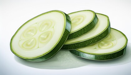 Wall Mural - cucumber slices isolated on white background