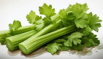 Wall Mural - celery on a wooden board