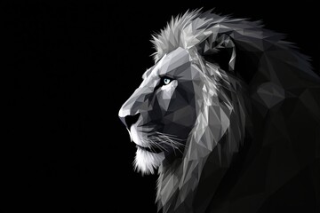 Wall Mural - abstract geometric lion illustration with dark background.