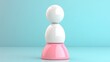 © tawat - Vibrant pink and white toy isolated on blue backdrop in modern minimalist style