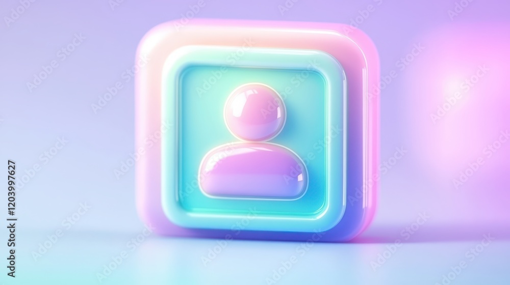 Modern square icon with centered human silhouette representing user ...