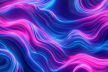 Wall Mural - Abstract neon pink and blue high speed light waves on a black background