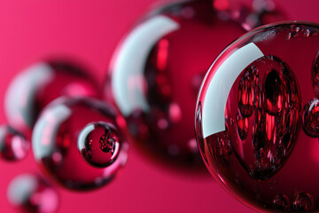 Wall Mural - Abstract pink bubbles background