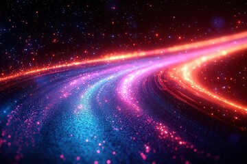 Wall Mural - abstract neon streaks swirling through dark space electric blue and purple energy trails dynamic mot