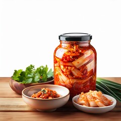 Wall Mural - Korean kimchi in a glass jar