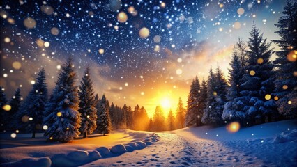 Wall Mural - Silhouette Winter Snowfall:  Elegant Black Background, Slowly Falling Snow, Realistic Winter Scene Stock Photo