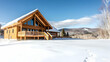 © Lailatul - Mountain log cabin winter snow landscape; real estate, travel, vacation