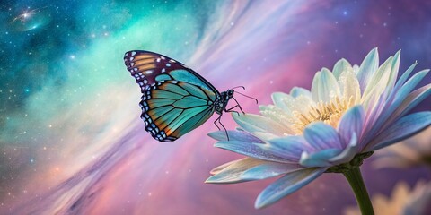 Wall Mural - Surreal Butterfly on Flower - Dreamlike Macro Photography