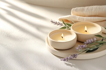 Aufkleber - Serene Spa Scene Two Candles Lavender Soft Light