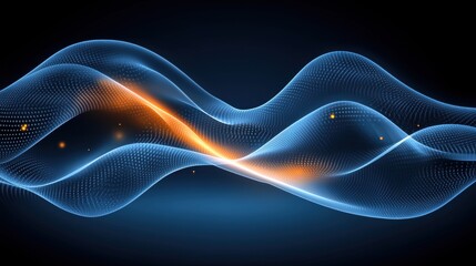 Wall Mural - Abstract Blue and Orange Wave Patterns with Light Effects in Dark Background