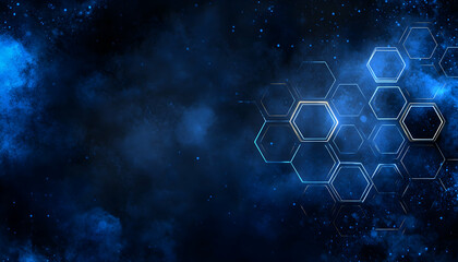 Abstract dark blue hexagon pattern background, perfect for tech, futuristic, or science themes.  Ideal for websites, presentations, or digital projects.