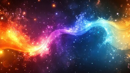 Wall Mural - Colorful Abstract Background with Swirling Light and Stars