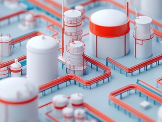 Wall Mural - Fully digitized refinery layout with IoT connectivity