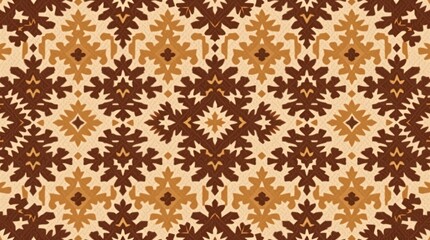 seamless pattern in natural earth tones. Browns and beiges create a muted color palette for the ikat geometric folklore ornament, a tribal ethnic vector texture in Aztec style.