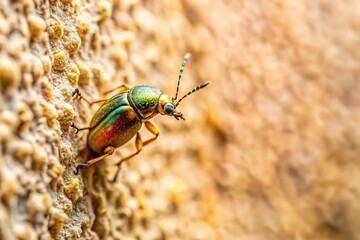 Wall Mural - Tiny Bug Crawling on a Wall - Close-Up Stock Photo