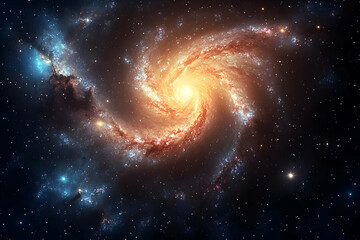 a vibrant spiral galaxy swirls in the vast expanse of the cosmos, its colorful arms filled with coun