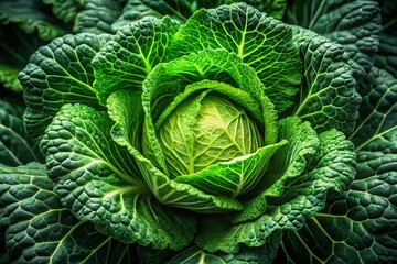 Canvas Print - Vibrant Green Cabbage Close-up: Healthy Food Panoramic, Slow Fade-In 3D