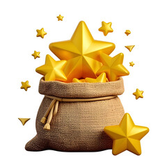 Canvas Print - 3d Gold stars  in sack  