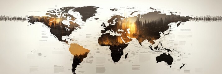 Leinwandbilder - World map design with artistic elements representing geography and culture in a modern setting. Generative AI