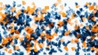 ©  AugmentArt - Colorful confetti in blue and orange colors scattered on a white background with Copy Space for text placement