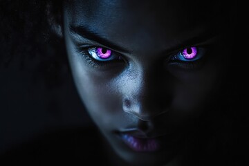 Poster - Dark Portrait Of A Girl With Glowing Eyes