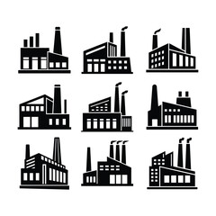 a set of industrial build icon silhouette vector illustration